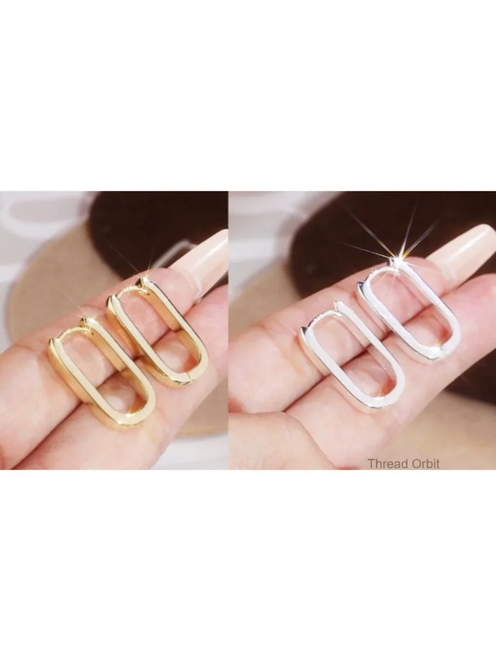 14K Gold Plated Silver Small Square Hoop Earrings Hypoallergenic Geometric